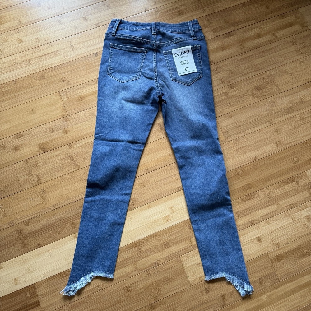 EVIDNT Verona Skinny Jeans Women 27 Blue Raw Hem Frayed Ankle‎ Stretch Denim - Picture 6 of 6